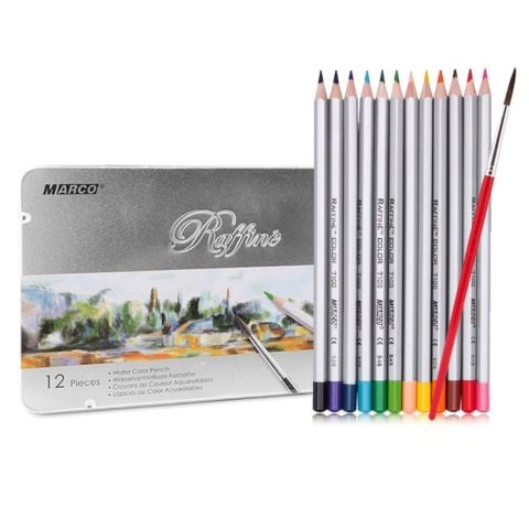Bộ Chì Màu Nước Cao Cấp Raffine 12 Cây - hộp thiếc