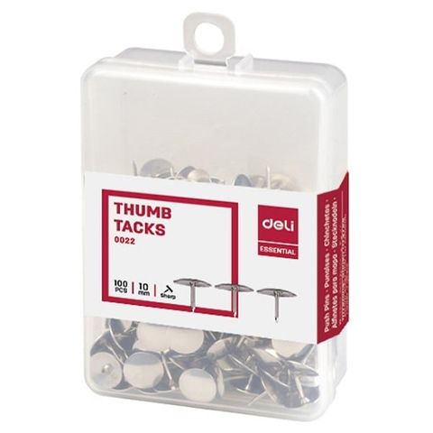 DELI E0022 Ghim Mũ INOX (Hộp Nhựa) (10C/H)