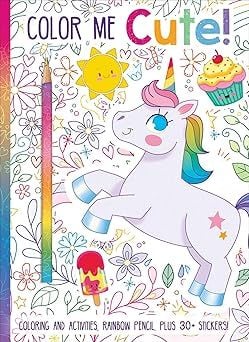 Color Me Cute! Coloring Book With Rainbow Pencil