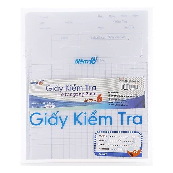 Giấy Kiểm Tra 4 Ô Ly Ngang - TP-GKT09