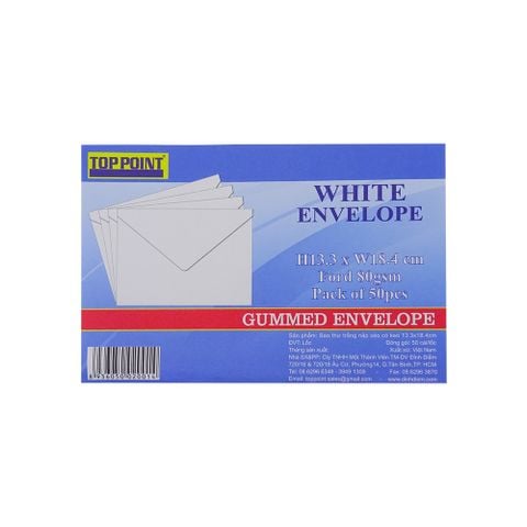 Bao Thư Trắng Nắp Xéo Có Keo 13.3X18.4cm ( 50cai/lốc)