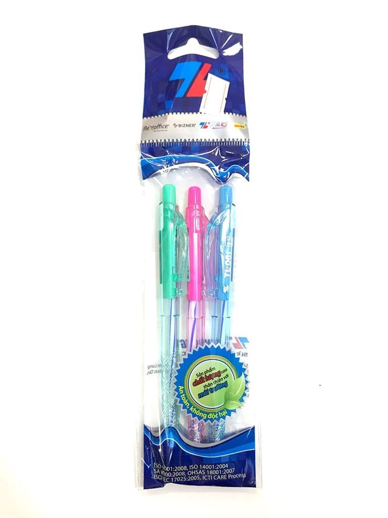 Vỉ 3 Bút Bi TL-061 - Mực Xanh