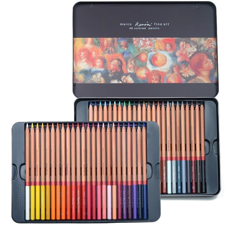 Bộ Chì Màu Cao Cấp Reinor 48 Cây - hộp thiếc