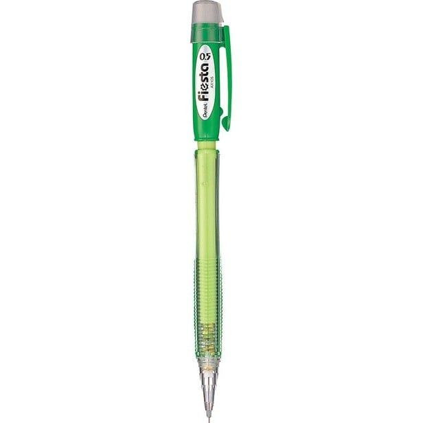Bút Chì Bấm Pentel FIESTA 0.5mm - AX105D Thân Nhựa Trong Có Gôm - Màu Xanh Lá