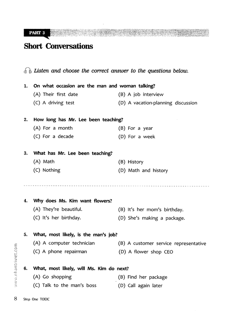 STEP ONE TOEIC - BEGINNER LEVEL