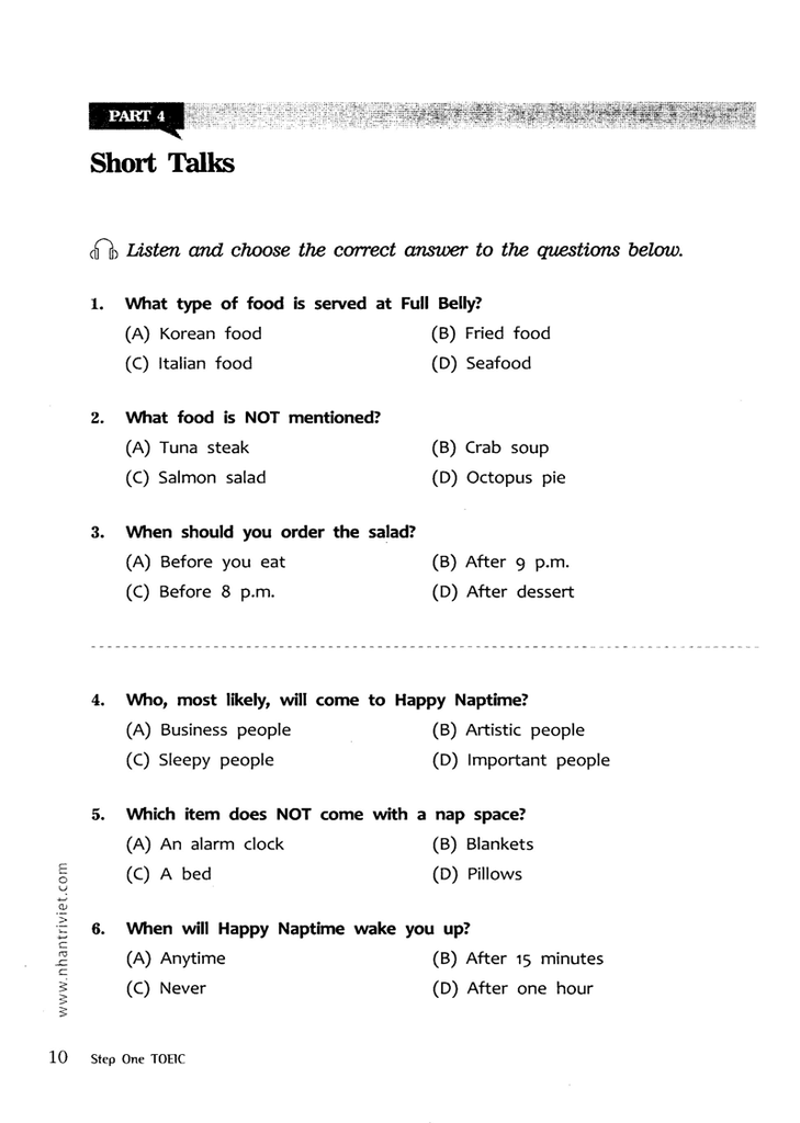 STEP ONE TOEIC - BEGINNER LEVEL