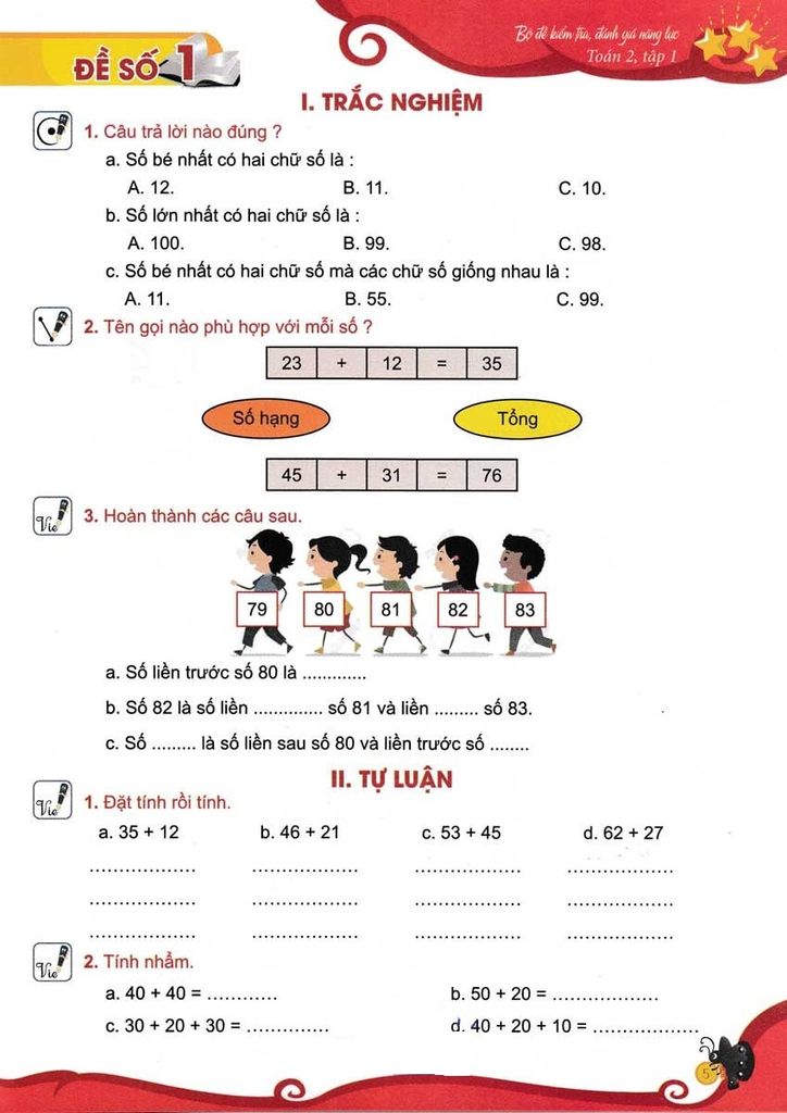 Bộ Đề Kiểm Tra, Đánh Giá Năng Lực Toán Lớp 2 - Tập 1