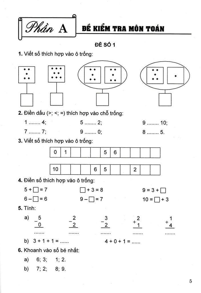 BỘ ĐỀ KIỂM TRA TOÁN - TIẾNG VIỆT 1