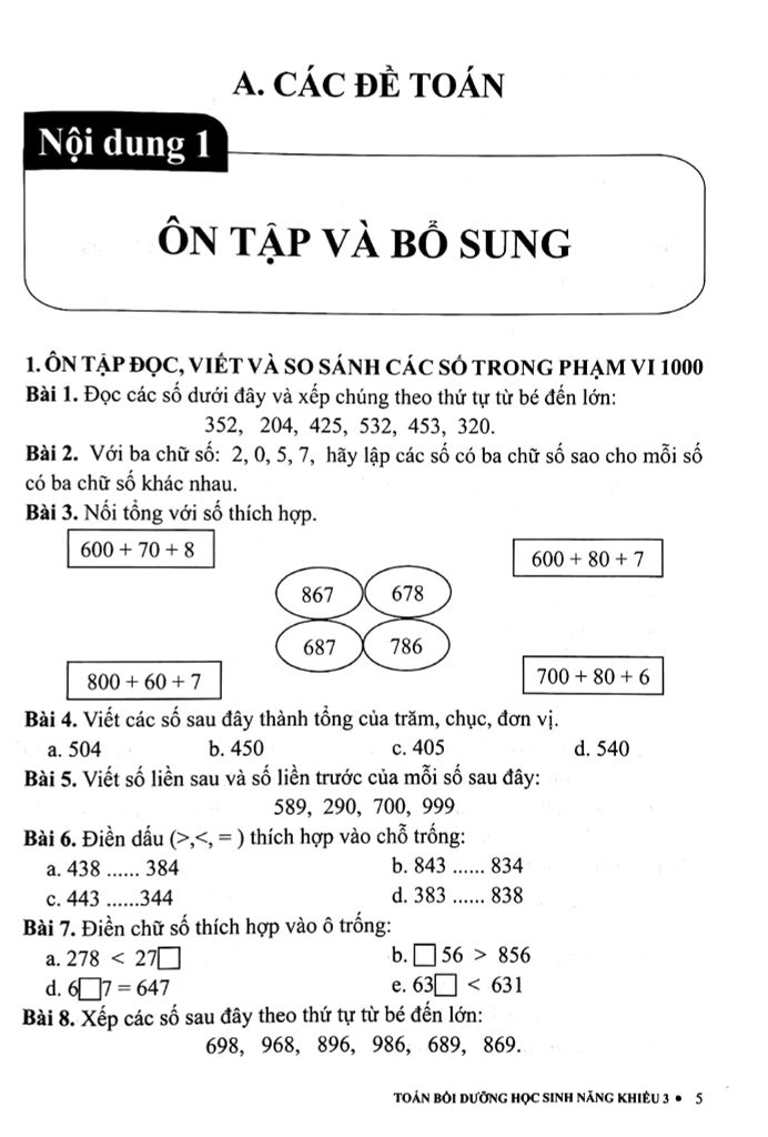 TOÁN 3 BỒI DƯỠNG HỌC SINH NĂNG KHIẾU