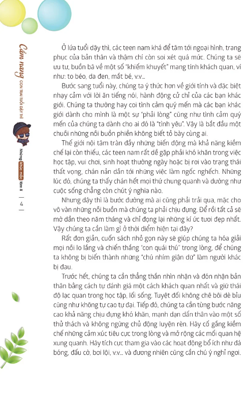 CẨM NANG CON TRAI TUỔI DẬY THÌ Q2-NHỮNG KHÚC MẮC TÂM LÍ