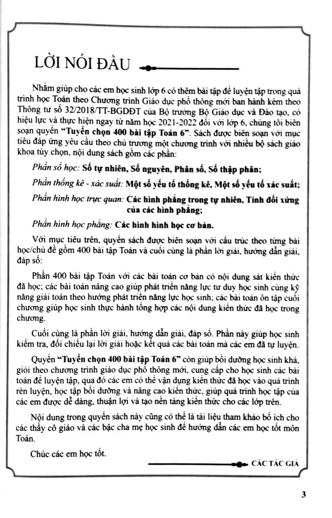 TUYỂN CHỌN 400 BÀI TẬP TOÁN 6 (CTM)