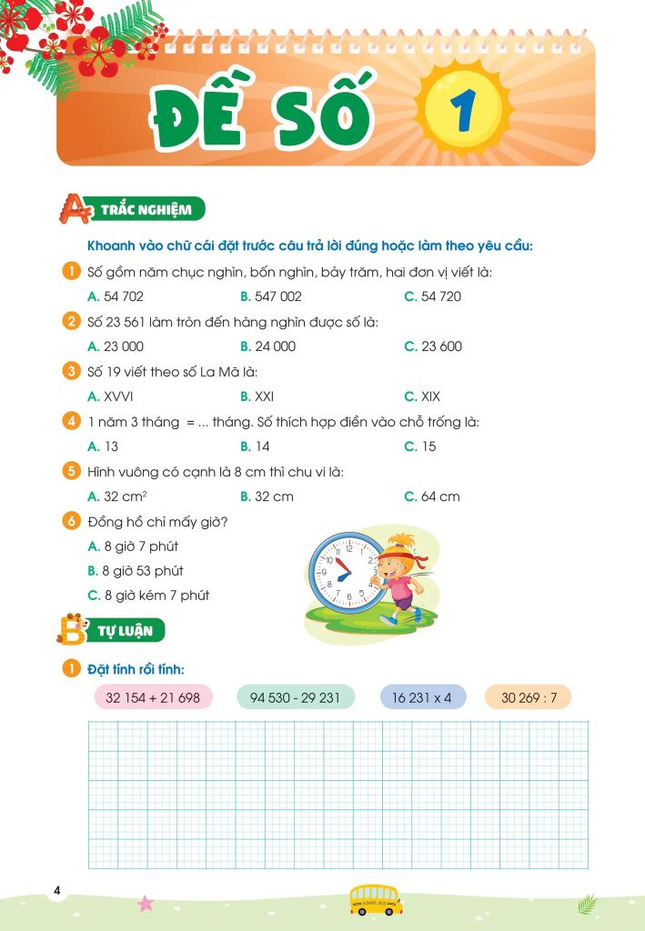 PHIẾU ÔN HÈ TOÁN LỚP 3