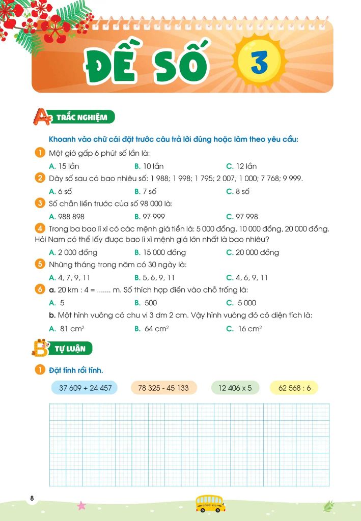 PHIẾU ÔN HÈ TOÁN LỚP 3