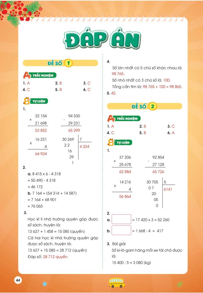 PHIẾU ÔN HÈ TOÁN LỚP 3