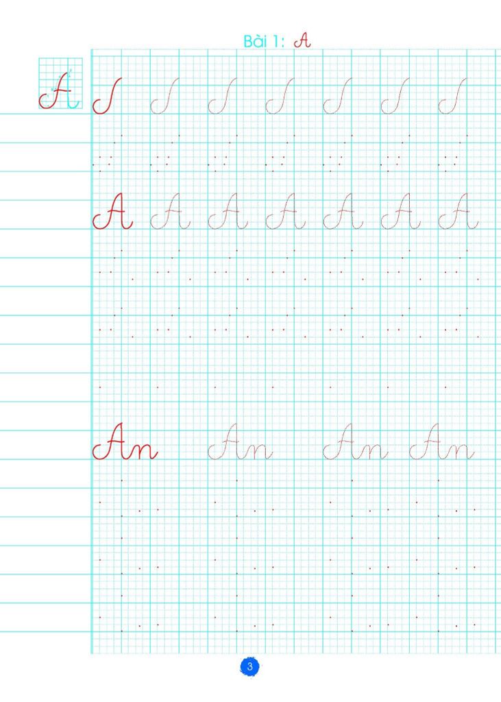 BÉ LUYỆN VIẾT CHỮ ĐẸP T1-LUYỆN VIẾT CHỮ HOA CỠ CHỮ TO