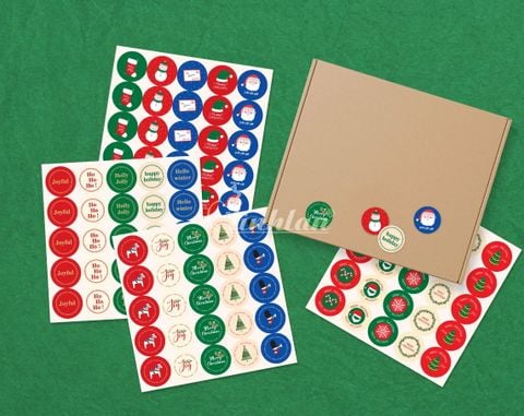 Sticker Tròn Nhỏ Chữ Noel