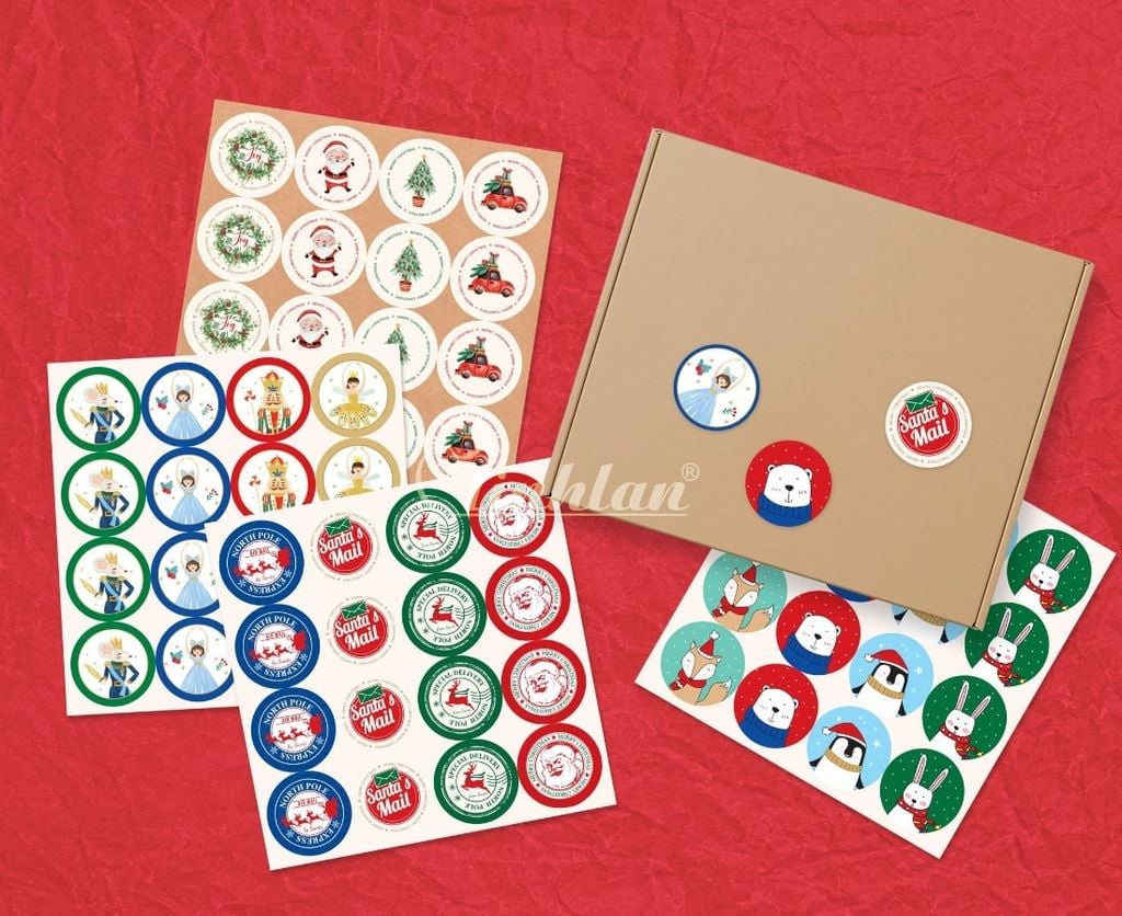 Sticker Tròn Lớn Chữ Noel