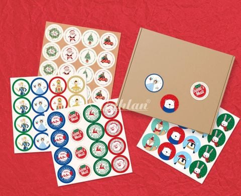 Sticker Tròn Lớn Chữ Noel