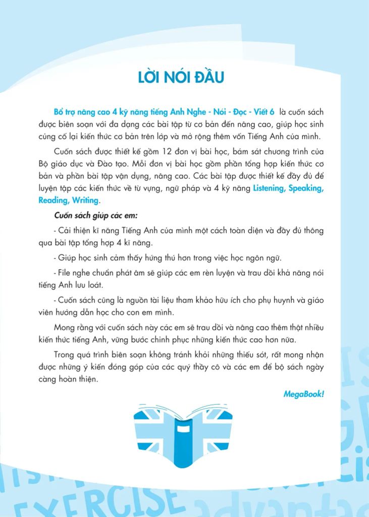 BỔ TRỢ NÂNG CAO 4 KỸ NĂNG TIẾNG ANH NGHE NÓI ĐỌC VIẾT 6