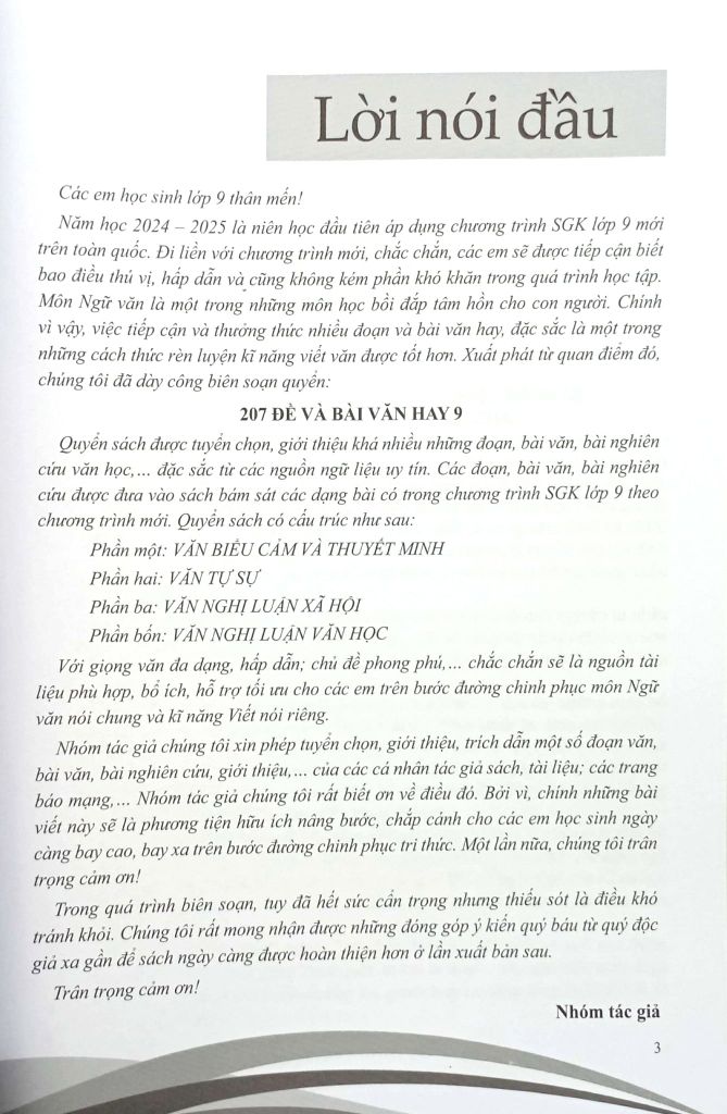 207 ĐỀ VÀ BÀI VĂN HAY 9 (BS THEO CHƯƠNG TRÌNH GIÁO DỤC PHỔ THÔNG MỚI)