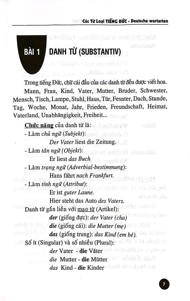 CÁC TỪ LOẠI TIẾNG ĐỨC