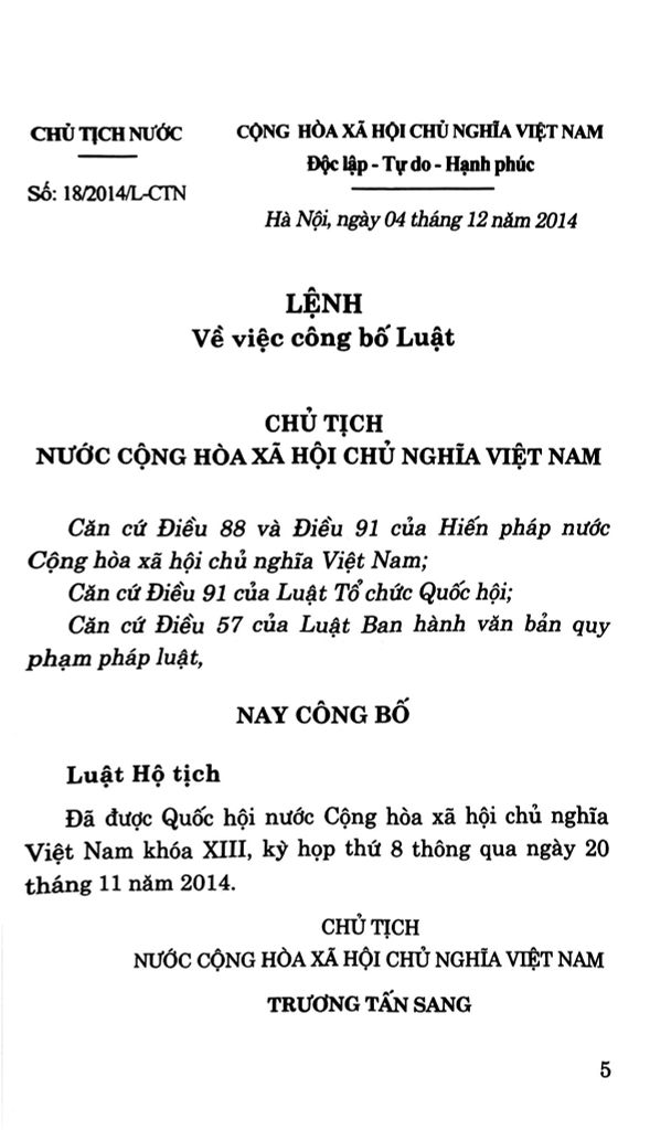LUẬT HỘ TỊCH (HH)
