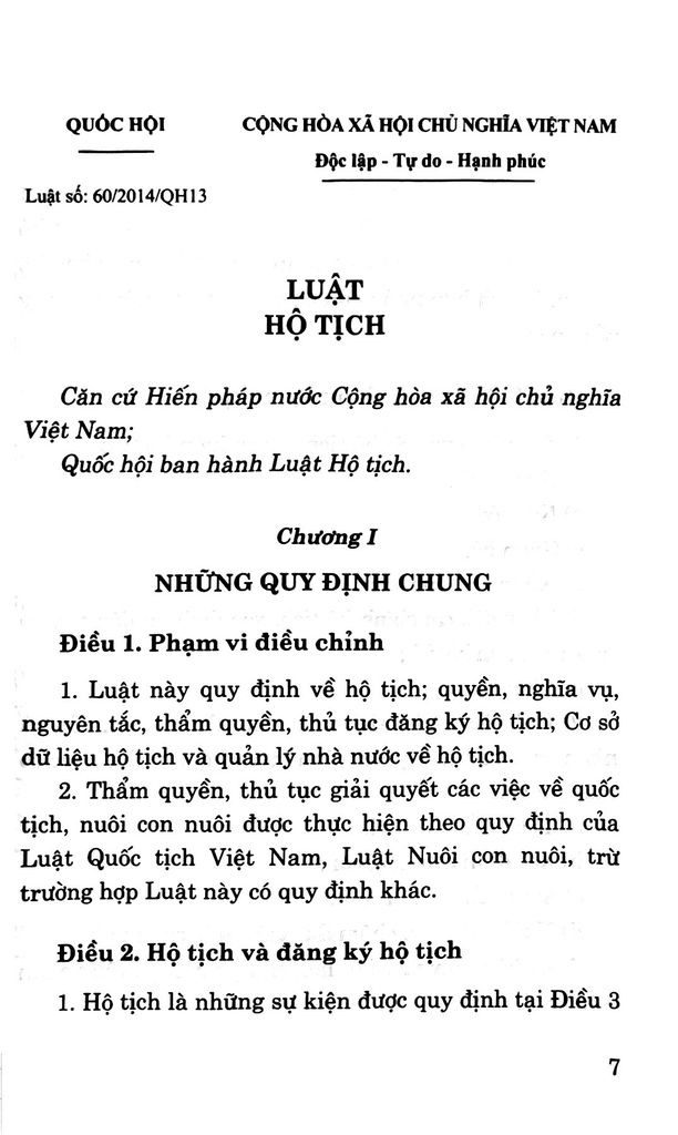 LUẬT HỘ TỊCH (HH)
