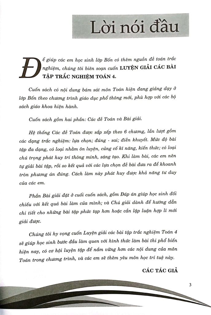 LUYỆN GIẢI CÁC BÀI TẬP TRẮC NGHIỆM TOÁN 4 (THEO CT GDPT MỚI)