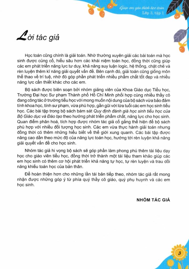 GIÚP EM YÊU THÍCH HỌC TOÁN LỚP 3/1
