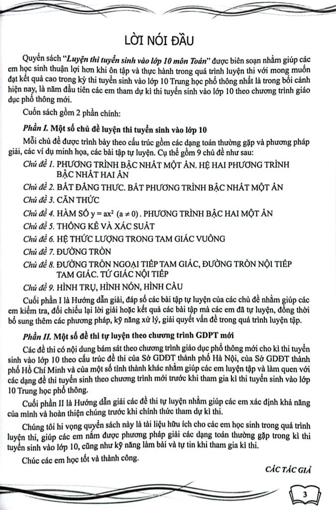 LUYỆN THI TUYỂN SINH VÀO LỚP 10 MÔN TOÁN (DÙNG CHUNG 3 BỘ)