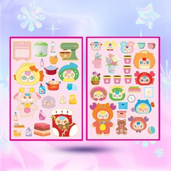 STICKER CHƠI SÁNG TẠO HỌC THÔNG MINH-TRÒ CHƠI ĐỒ HÀNG-BABY THREE CHĂM VIỆC NHÀ