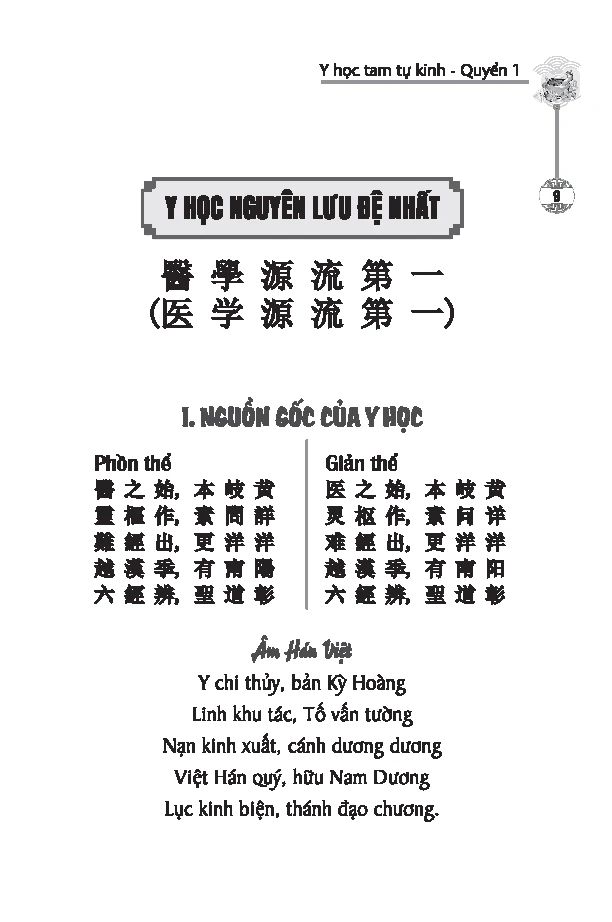 Y HỌC TAM TỰ KINH
