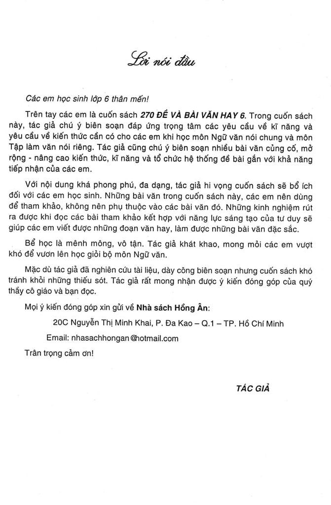 270 ĐỀ VÀ BÀI VĂN HAY 6