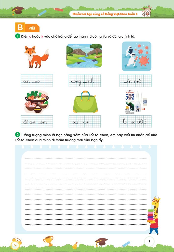 PHIẾU BÀI TẬP CỦNG CỐ TIẾNG VIỆT THEO TUẦN LỚP 3