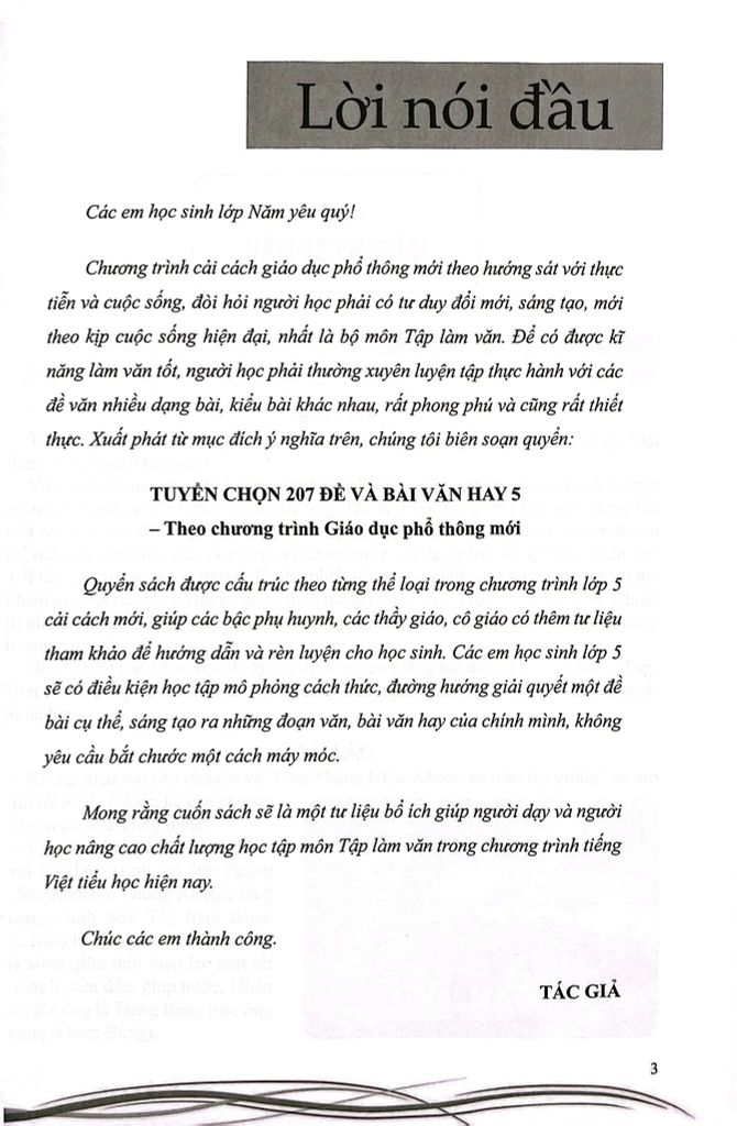207 ĐỀ VÀ BÀI VĂN HAY 5 (DÙNG CHUNG CÁC BỘ SGK HIỆN HÀNH)