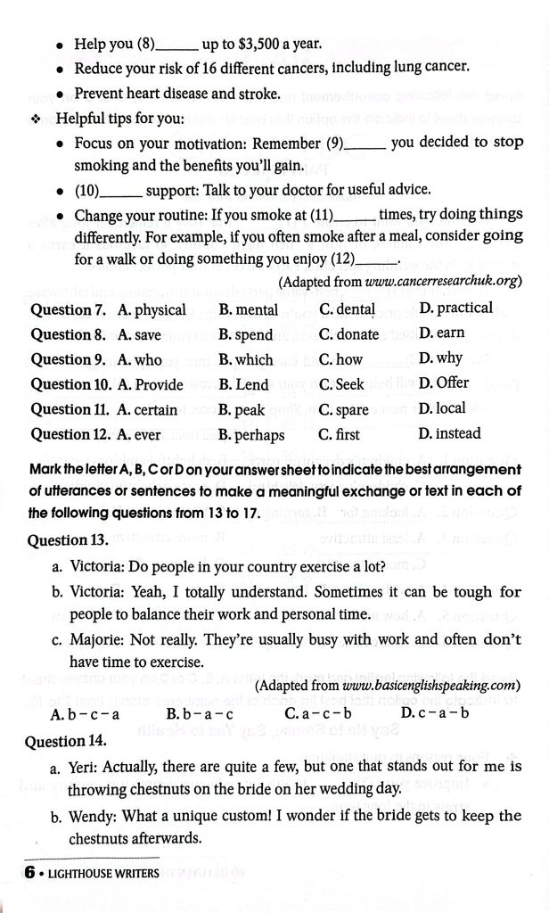 BỘ ĐỀ LUYỆN THI THPT MÔN TIẾNG ANH