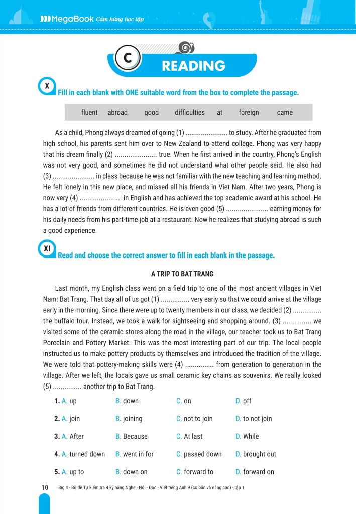 BIG 4 BỘ ĐỀ TỰ KIỂM TRA 4 KỸ NĂNG (CB&NC) TIẾNG ANH 9/1 (GLOBAL)