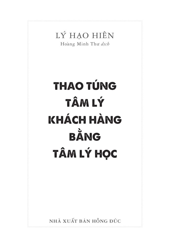 THAO TÚNG TÂM LÝ KHÁCH HÀNG BẰNG TÂM LÝ HỌC