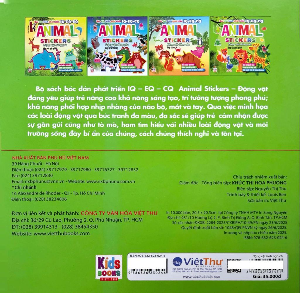 BÓC DÁN HÌNH PHÁT TRIỂN IQ EQ CQ-STICKER ĐỘNG VẬT ĐÁNG YÊU-ĐỘNG VẬT TINH NGHỊCH