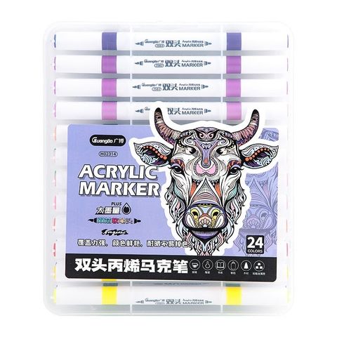 Guangbo - Viết Marker Acrylic H02314 2 Đầu 24 Màu (14H/L)