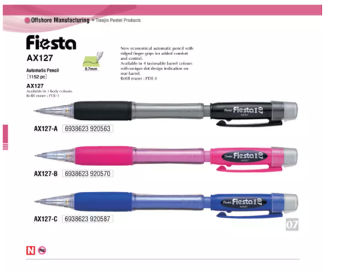 Pentel Bút Chì Kim Bấm  0.7 MM CO DEM CAO SU - XANH AX127_C