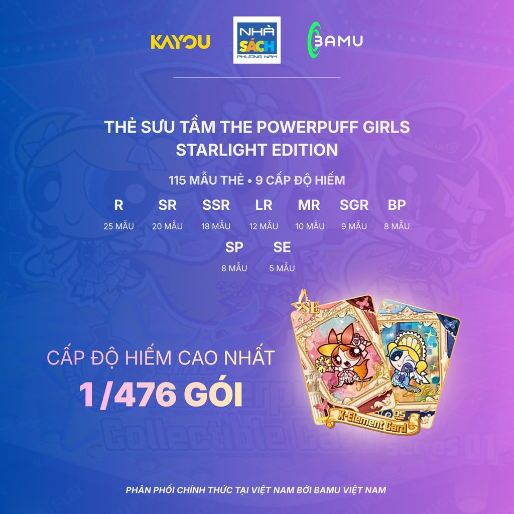 Kayou Hộp Thẻ Sưu Tầm The Powerpuff Girls – Ánh Sao – 001 – Series 1 HH00075 (Bamu)