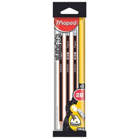 MAPED - CHÌ ĐEN CÓ GÔM 2B - TÚI X 3 - 851712 (MS)