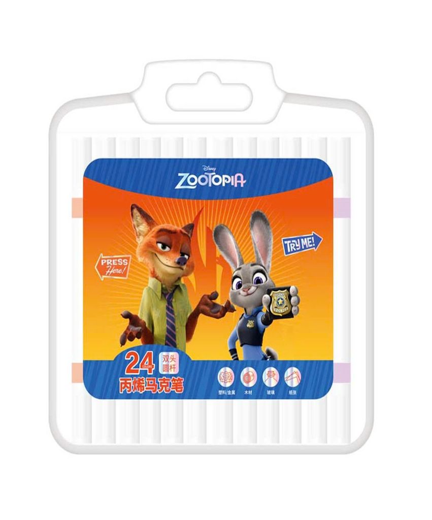 HỘP 24 CÂY VIẾT MÀU VẼ ACRYLIC HAI ĐẦU ZOOTOPIA