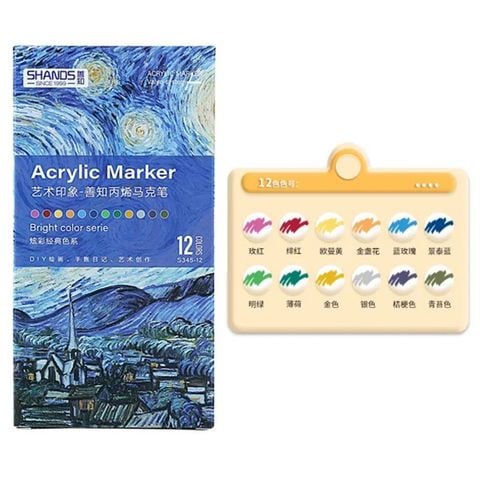 Hộp 12 Màu Bút Vẽ Acrylic S345-12