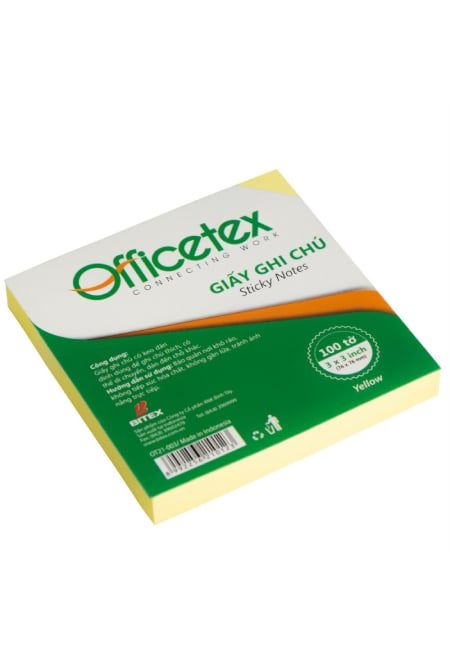 Giấy Ghi Chú OFFICETEX 3*3 Màu Vàng
