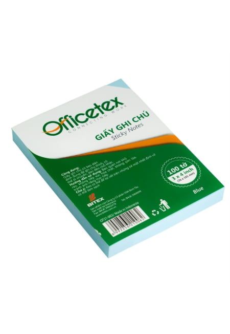 Giấy Ghi Chú OFFICETEX 3*4 Màu Xanh Dương