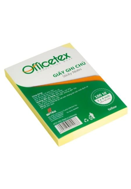 Giấy Ghi Chú OFFICETEX 3*4 Màu Vàng