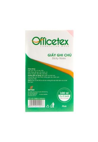 Giấy Ghi Chú OFFICETEX 3*5 Màu Hồng