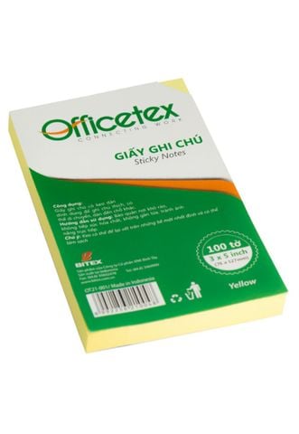 Giấy Ghi Chú OFFICETEX 3*5 Màu Vàng